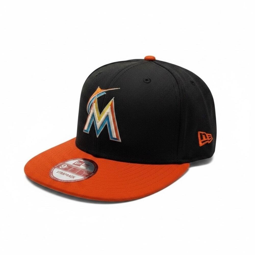 MLB MIAMI MARLINS Hat Cap NEW ERA 9FIFTY Black Orange ONE SIZE